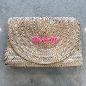 Poolside “Mom” Straw Envelope Clutch Bag